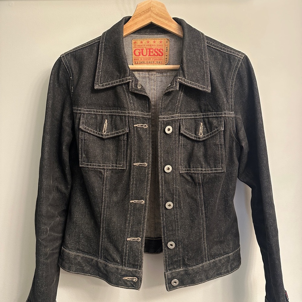 Guess Black Jean Jacket Timeless Style